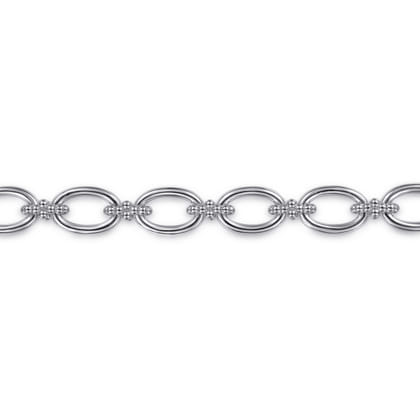 925 Sterling Silver Bujukan Clover Beaded Link Chain Bracelet