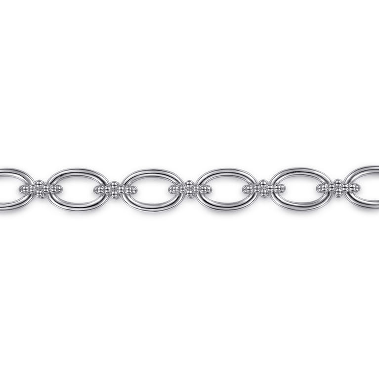 925 Sterling Silver Bujukan Clover Beaded Link Chain Bracelet - Shot 2