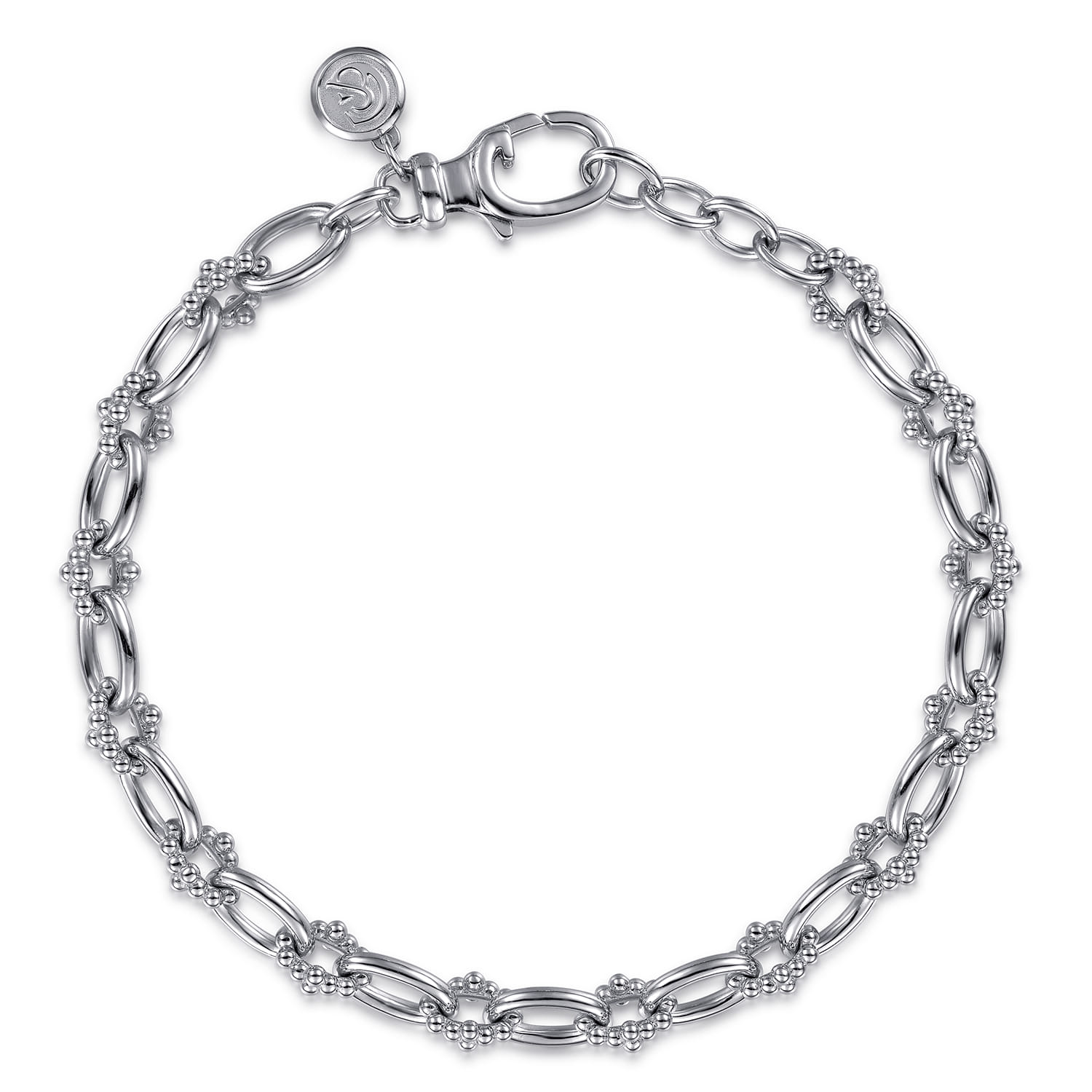 925 Sterling Silver Bujukan Clover Beaded Link Chain Bracelet - Shot 1