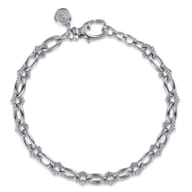 925 Sterling Silver Bujukan Clover Beaded Link Chain Bracelet