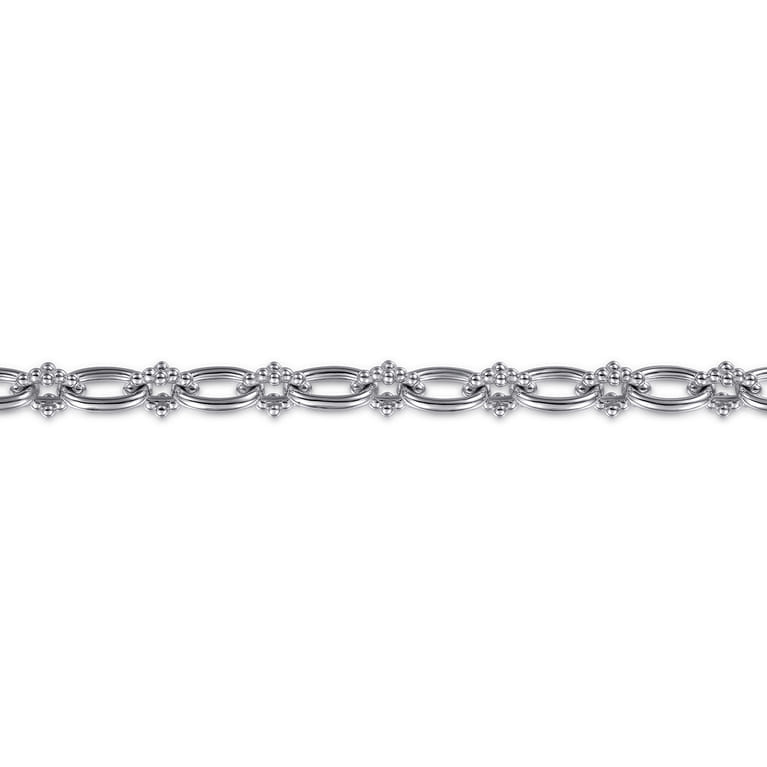 925 Sterling Silver Bujukan Clover Beaded Link Chain Bracelet - Shot 2