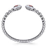 925 Sterling Silver Bujukan Cuff Bangle with White Enamel and Garnet