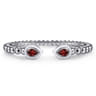 925 Sterling Silver Bujukan Cuff Bangle with White Enamel and Garnet