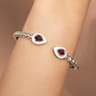 925 Sterling Silver Bujukan Cuff Bangle with White Enamel and Garnet