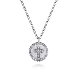 925 Sterling Silver Bujukan Diamond Cross Pendant Necklace 