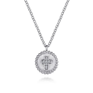 925 Sterling Silver Bujukan Diamond Cross Pendant Necklace