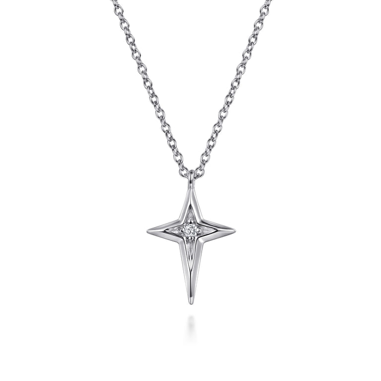 925 Sterling Silver Bujukan Diamond Cross Pendant Necklace - 0.03 ct - Shot 1