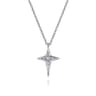 925 Sterling Silver Bujukan Diamond Cross Pendant Necklace - 0.03 ct