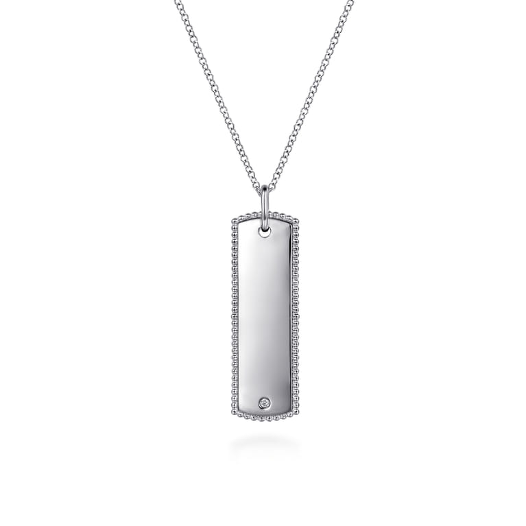 925 Sterling Silver Bujukan Diamond ID Necklace - 0.01 ct - Shot 1