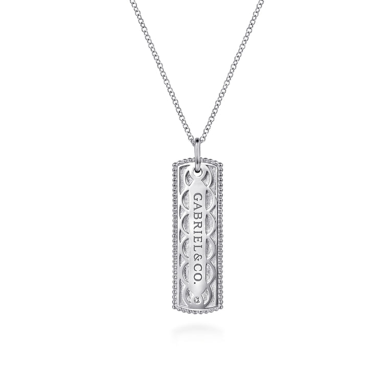 925 Sterling Silver Bujukan Diamond ID Necklace - 0.01 ct - Shot 2