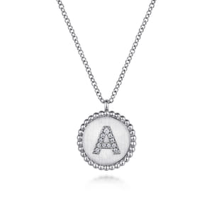 925 Sterling Silver Bujukan Diamond Initial A Necklace