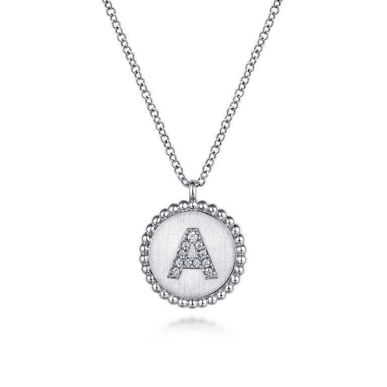 925 Sterling Silver Bujukan Diamond Initial A Necklace - 0.05 ct - Shot 1