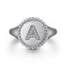 925 Sterling Silver Bujukan Diamond Initial A Signet Ring - 0.05 ct