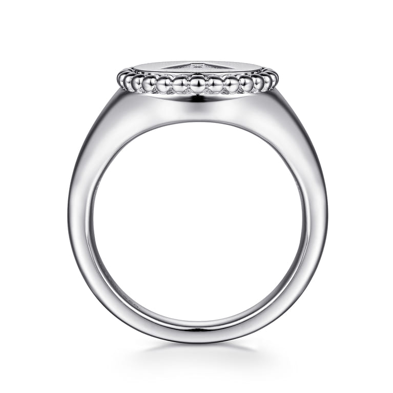 925 Sterling Silver Bujukan Diamond Initial A Signet Ring - 0.05 ct - Shot 2