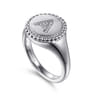 925 Sterling Silver Bujukan Diamond Initial A Signet Ring - 0.05 ct