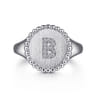 925 Sterling Silver Bujukan Diamond Initial B Signet Ring - 0.05 ct