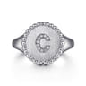 925 Sterling Silver Bujukan Diamond Initial C Signet Ring - 0.04 ct