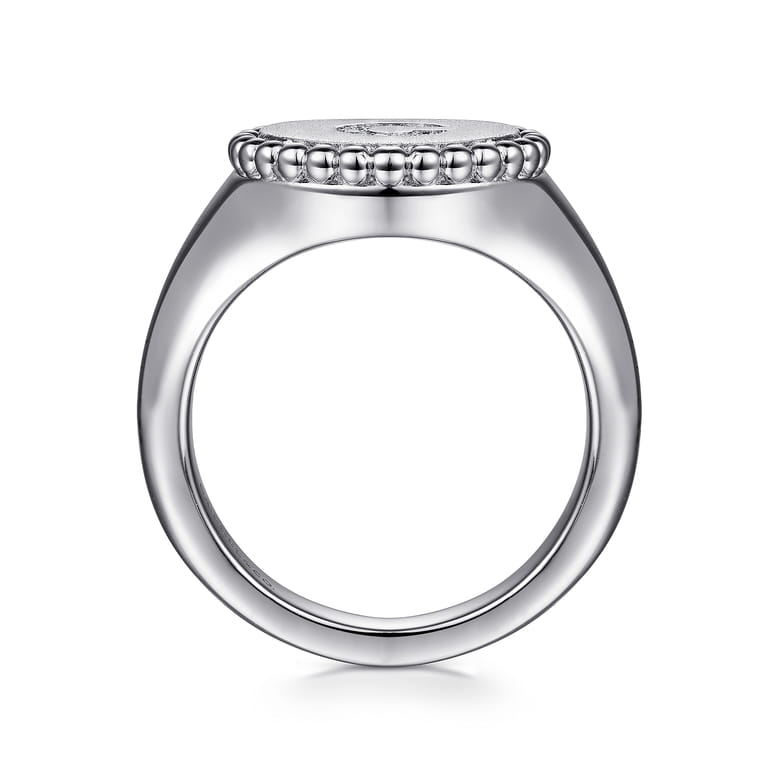 925 Sterling Silver Bujukan Diamond Initial C Signet Ring - 0.04 ct - Shot 2