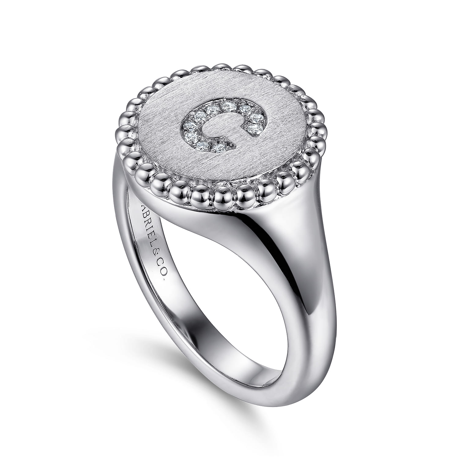 925 Sterling Silver Bujukan Diamond Initial C Signet Ring - 0.04 ct - Shot 3