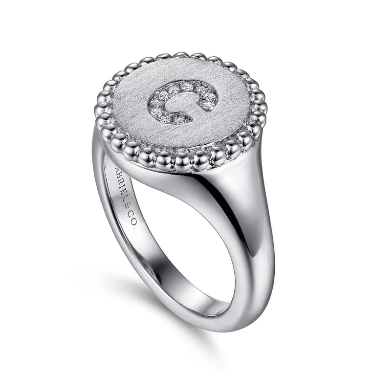 925 Sterling Silver Bujukan Diamond Initial C Signet Ring - 0.04 ct - Shot 3