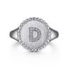 925 Sterling Silver Bujukan Diamond Initial D Signet Ring - 0.05 ct