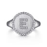 925 Sterling Silver Bujukan Diamond Initial E Signet Ring - 0.05 ct