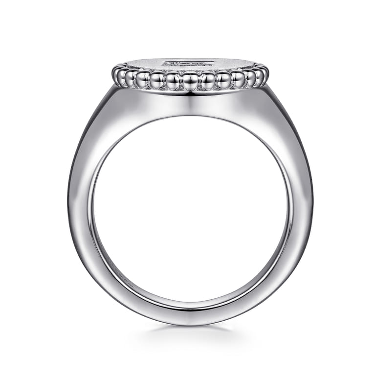 925 Sterling Silver Bujukan Diamond Initial E Signet Ring - 0.05 ct - Shot 2