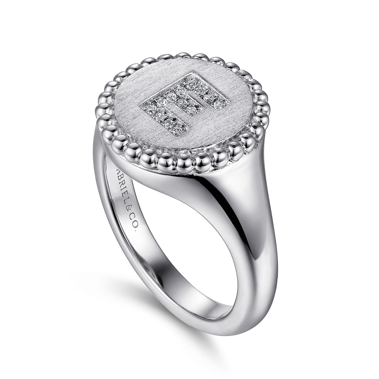 925 Sterling Silver Bujukan Diamond Initial E Signet Ring - 0.05 ct - Shot 3