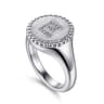 925 Sterling Silver Bujukan Diamond Initial E Signet Ring - 0.05 ct