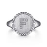 925 Sterling Silver Bujukan Diamond Initial F Signet Ring - 0.04 ct