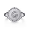 925 Sterling Silver Bujukan Diamond Initial G Signet Ring - 0.05 ct