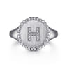 925 Sterling Silver Bujukan Diamond Initial H Signet Ring - 0.05 ct