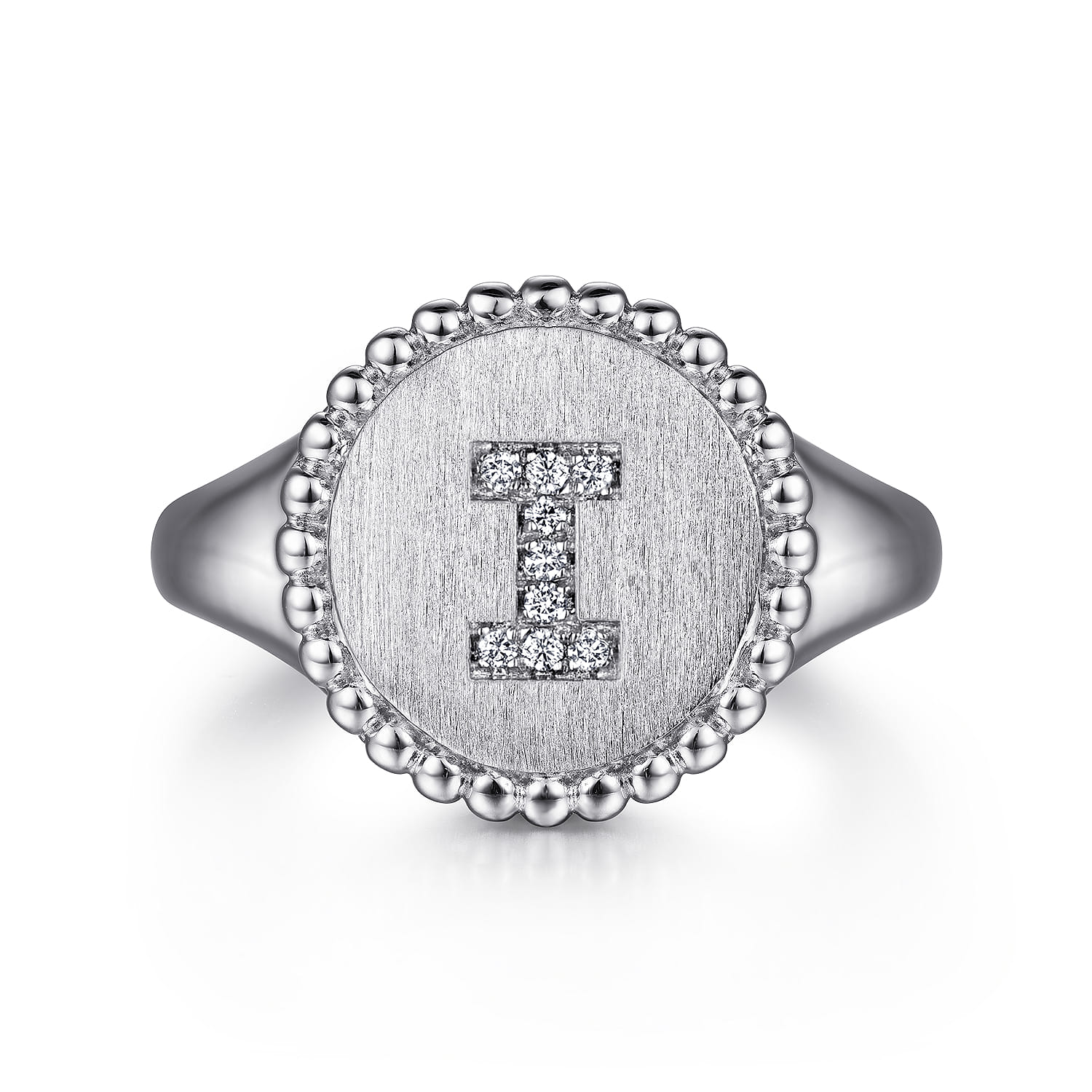 925 Sterling Silver Bujukan Diamond Initial I Signet Ring - 0.04 ct - Shot 1