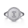 925 Sterling Silver Bujukan Diamond Initial I Signet Ring - 0.04 ct