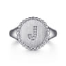 925 Sterling Silver Bujukan Diamond Initial J Signet Ring - 0.03 ct