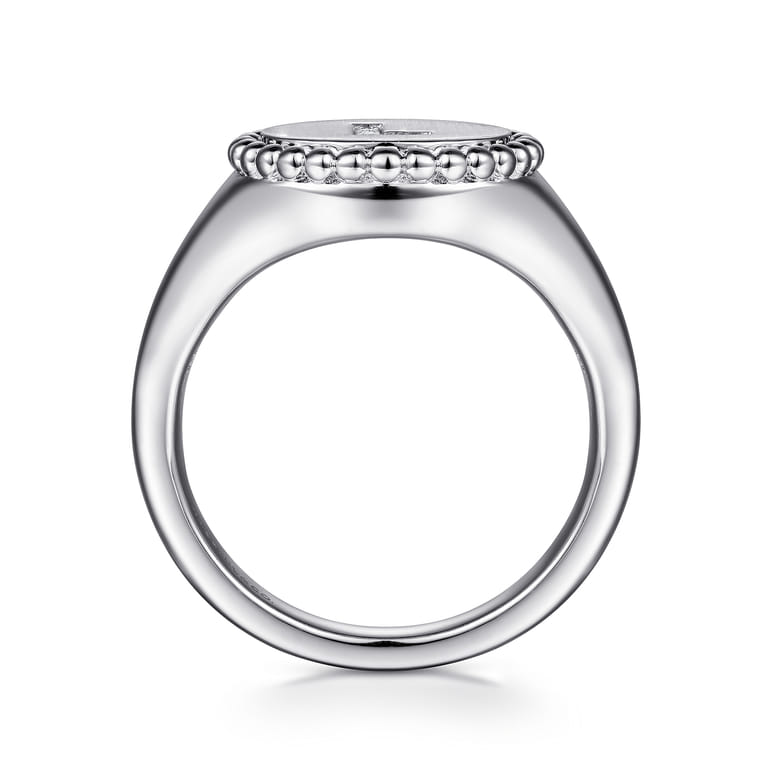 925 Sterling Silver Bujukan Diamond Initial L Signet Ring - 0.03 ct - Shot 2