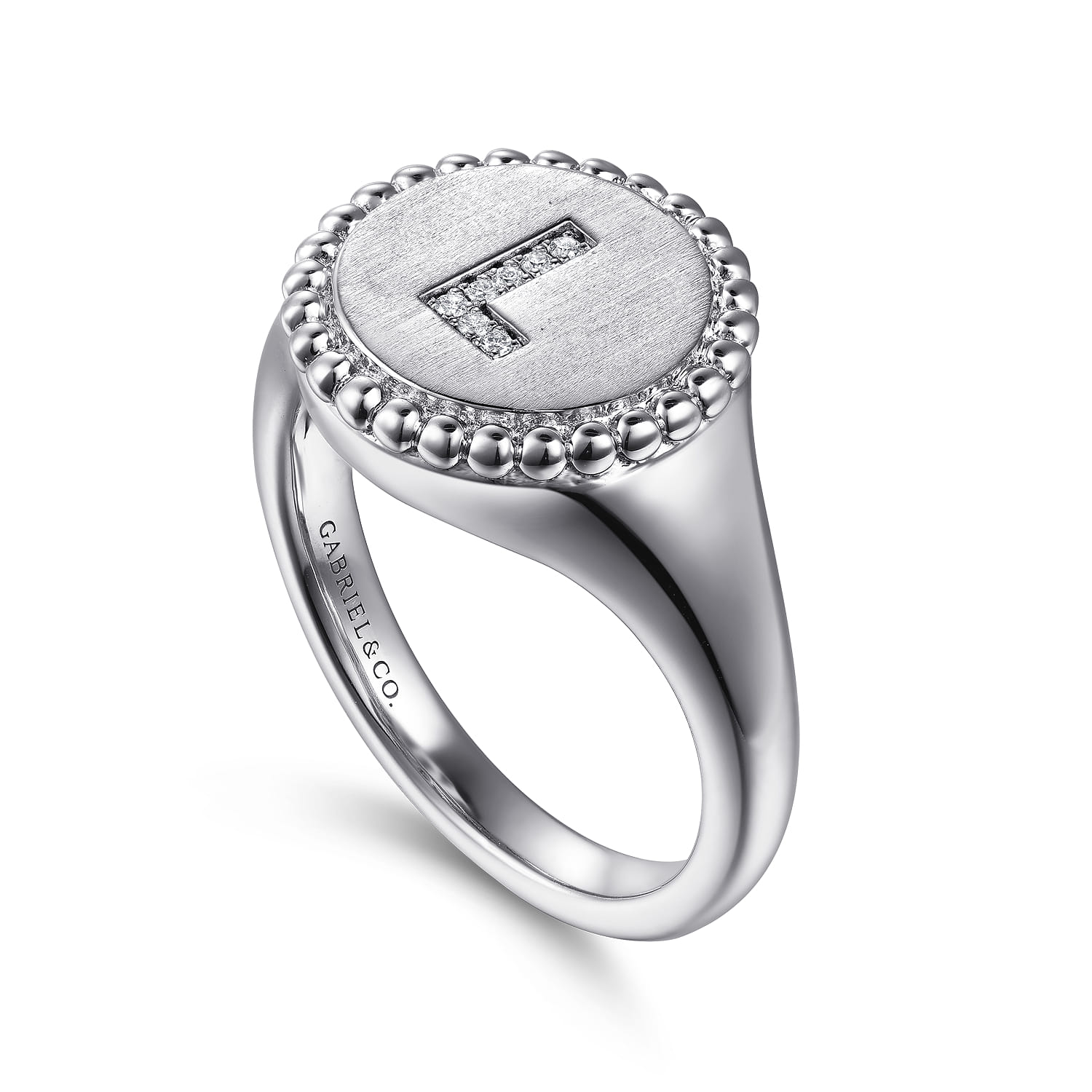 925 Sterling Silver Bujukan Diamond Initial L Signet Ring - 0.03 ct - Shot 3
