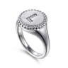 925 Sterling Silver Bujukan Diamond Initial L Signet Ring - 0.03 ct