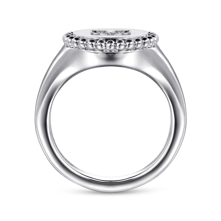 925 Sterling Silver Bujukan Diamond Initial M Signet Ring - 0.07 ct - Shot 2