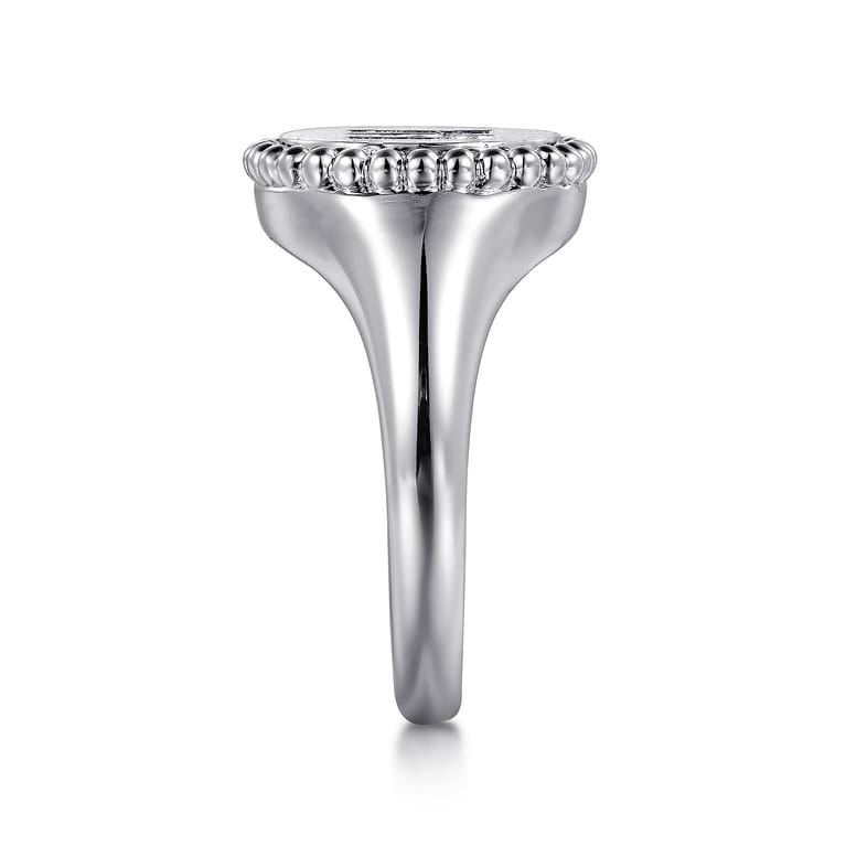 925 Sterling Silver Bujukan Diamond Initial M Signet Ring - 0.07 ct - Shot 4