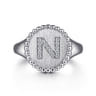 925 Sterling Silver Bujukan Diamond Initial N Signet Ring - 0.06 ct