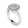925 Sterling Silver Bujukan Diamond Initial P Signet Ring - 0.05 ct