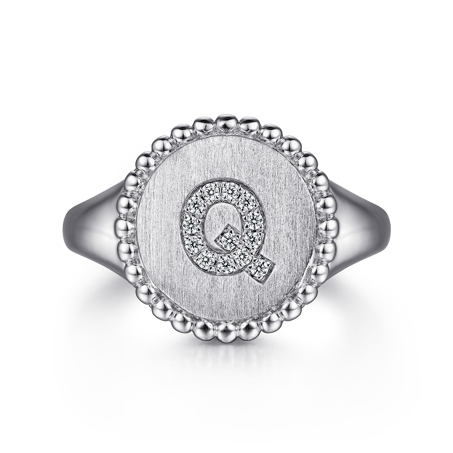 925 Sterling Silver Bujukan Diamond Initial Q Signet Ring - 0.06 ct - Shot 1