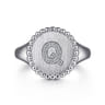 925 Sterling Silver Bujukan Diamond Initial Q Signet Ring - 0.06 ct
