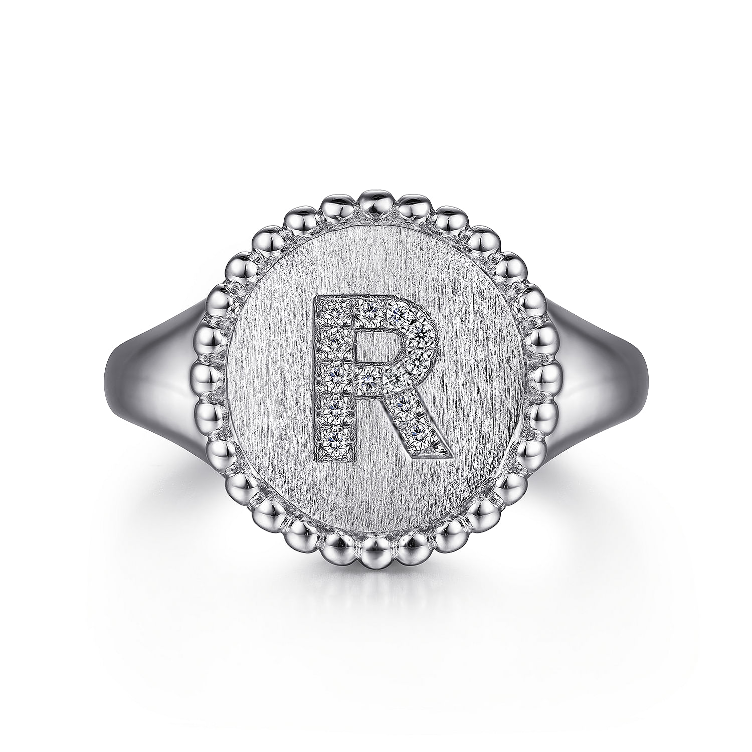 R letter silver ring discount
