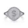 925 Sterling Silver Bujukan Diamond Initial S Signet Ring - 0.05 ct