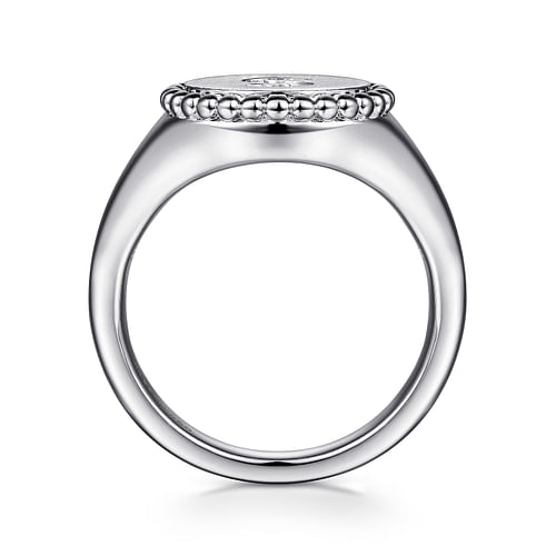 925 Sterling Silver Bujukan Diamond Initial S Signet Ring - 0.05 ct - Shot 2