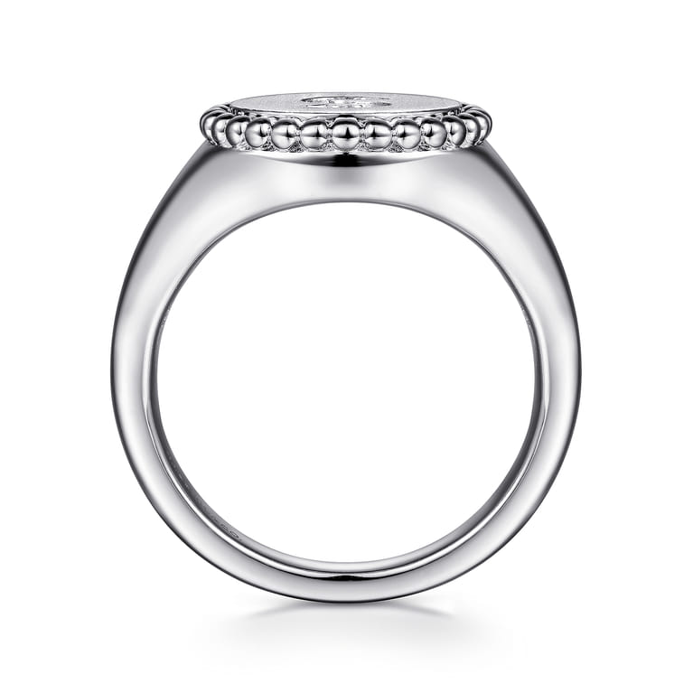 925 Sterling Silver Bujukan Diamond Initial S Signet Ring - 0.05 ct - Shot 2
