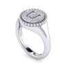 925 Sterling Silver Bujukan Diamond Initial U Signet Ring - 0.04 ct