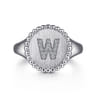 925 Sterling Silver Bujukan Diamond Initial W Signet Ring - 0.07 ct